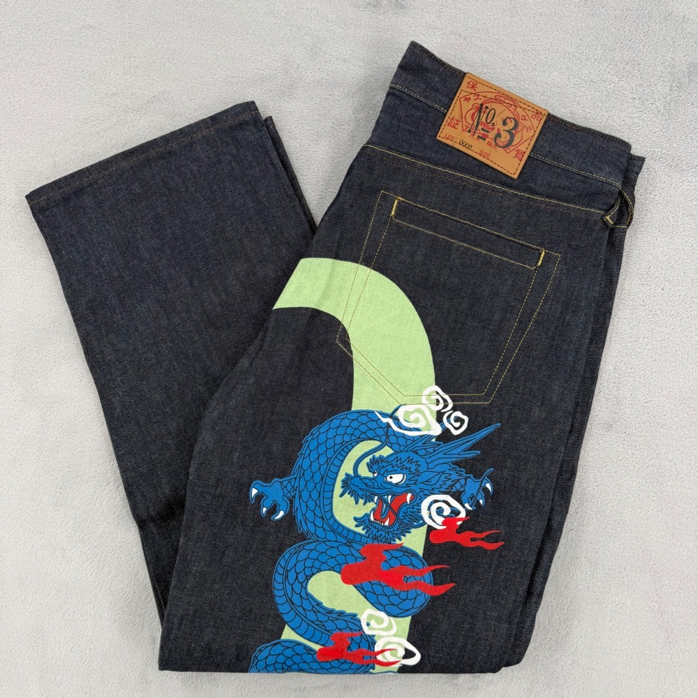 Evisu No 3 Lot 0002 Mens Selvedge Denim Jeans Indigo Blue Made in Japan Size 36